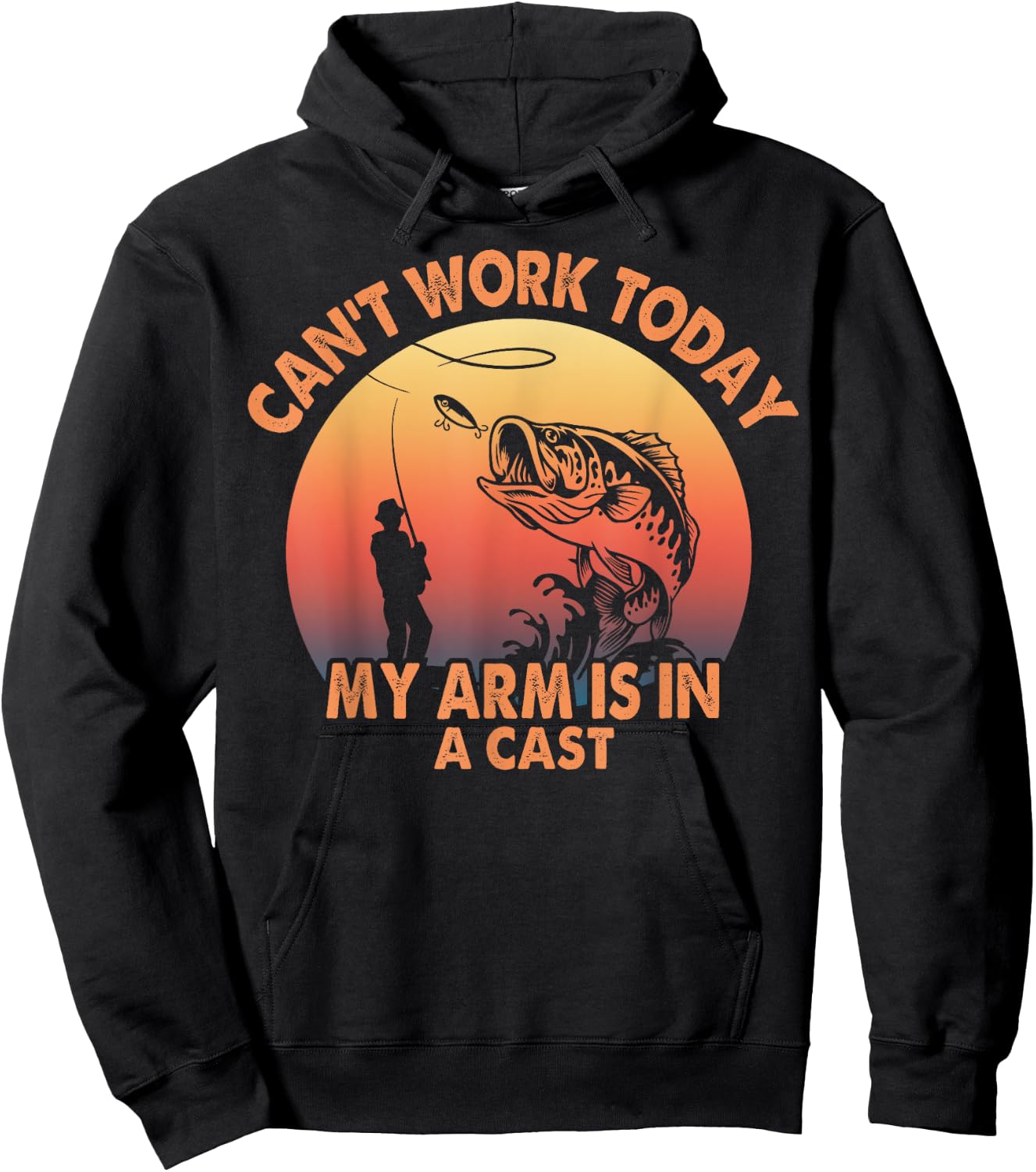 Cant Work Today My Arm is in A Cast Fishing Gifts Hoodie - Hoodie | Black
