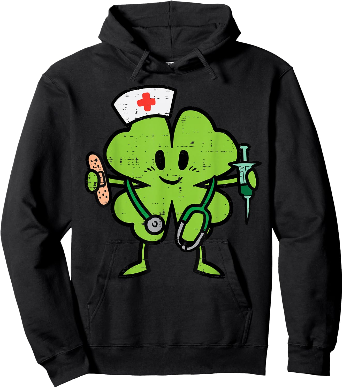 St Patricks Day Shamrock Nurse Saint Paddys Scrub Top Women Hoodie - Hoodie | Black