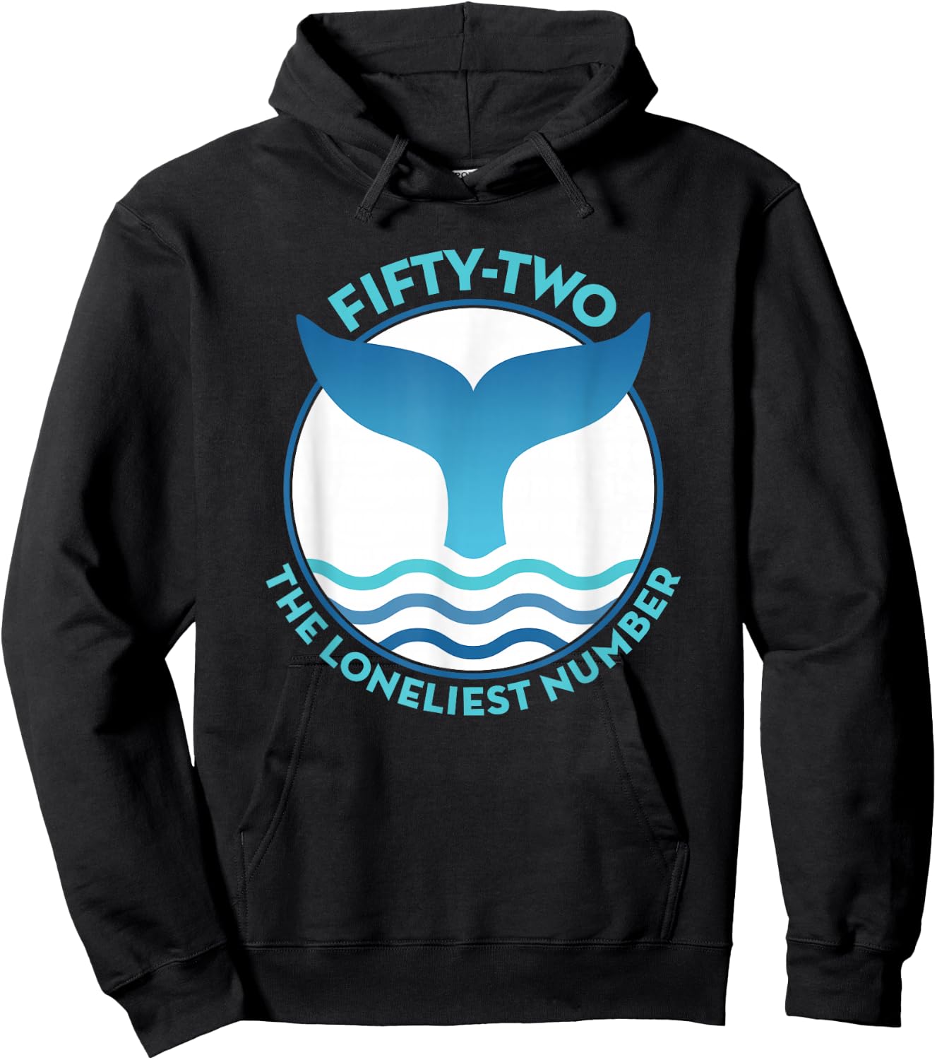 Blue Whale's Tail with Wave and 52 Lonely Whale Design Hoodie - Hoodie | Black