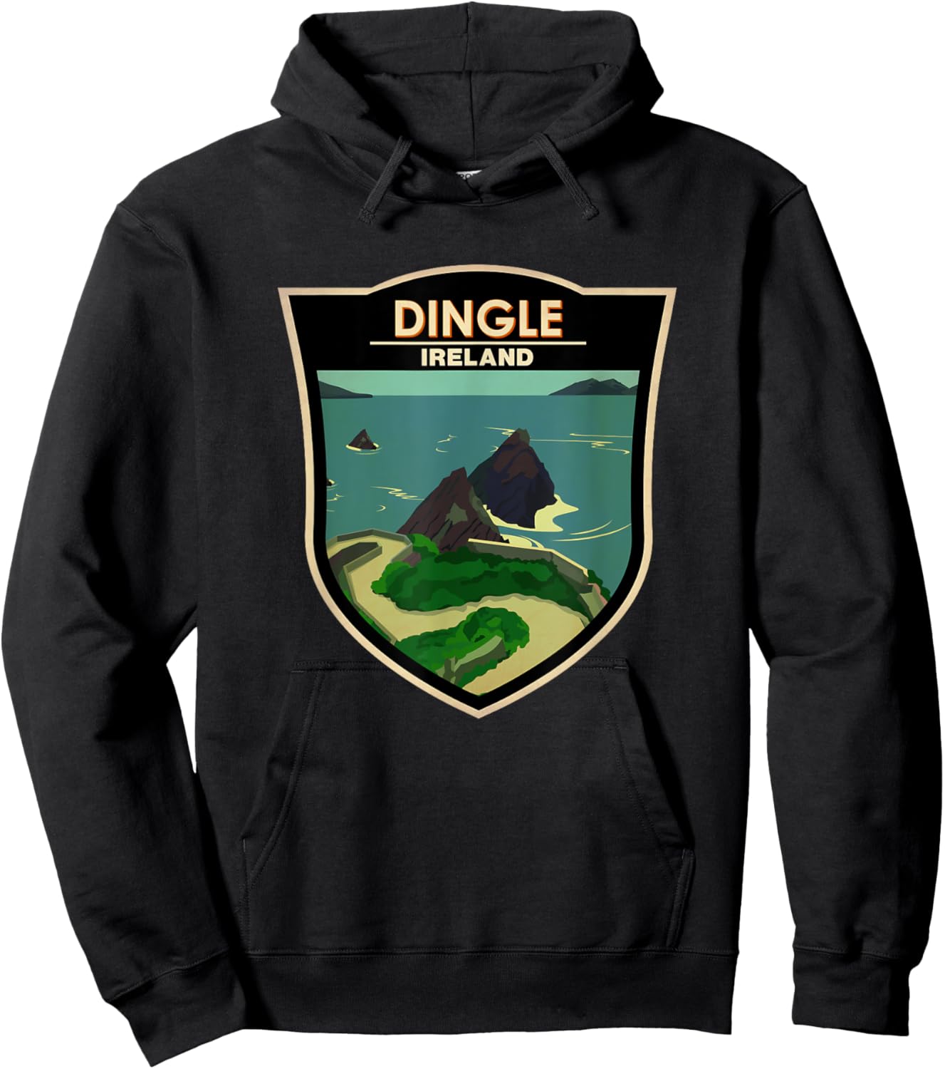 Dingle Peninsula Ireland Travel Badge Vintage Hoodie - Hoodie | Black