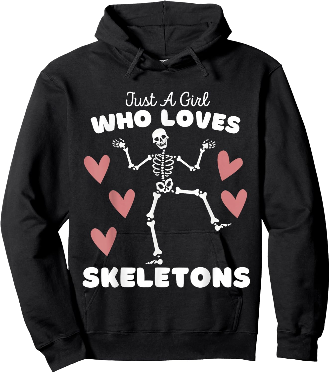 Just A Girl Who Loves Skeletons - Cute Girls Halloween Hoodie - Hoodie | Black