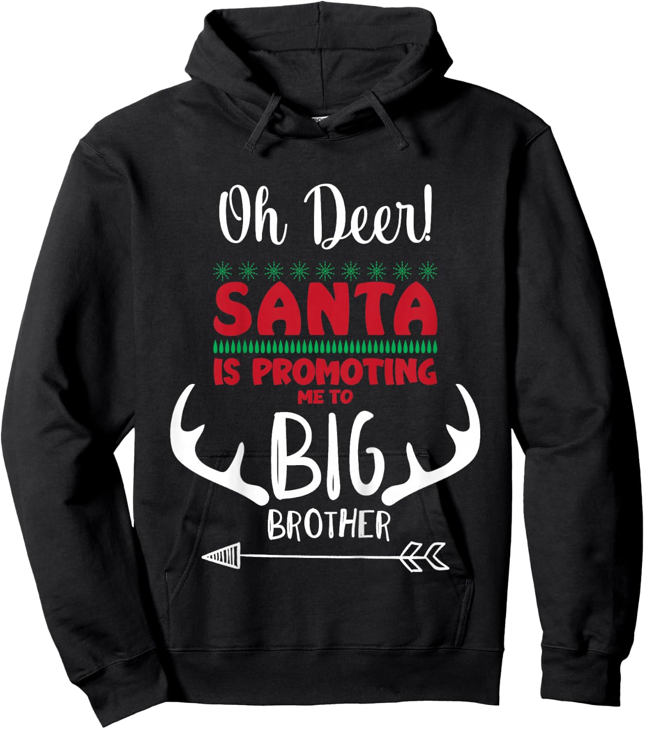 Kids Oh No Deer Santa Big Promoting Me To Brother Announcement Hoodie - Hoodie | Black