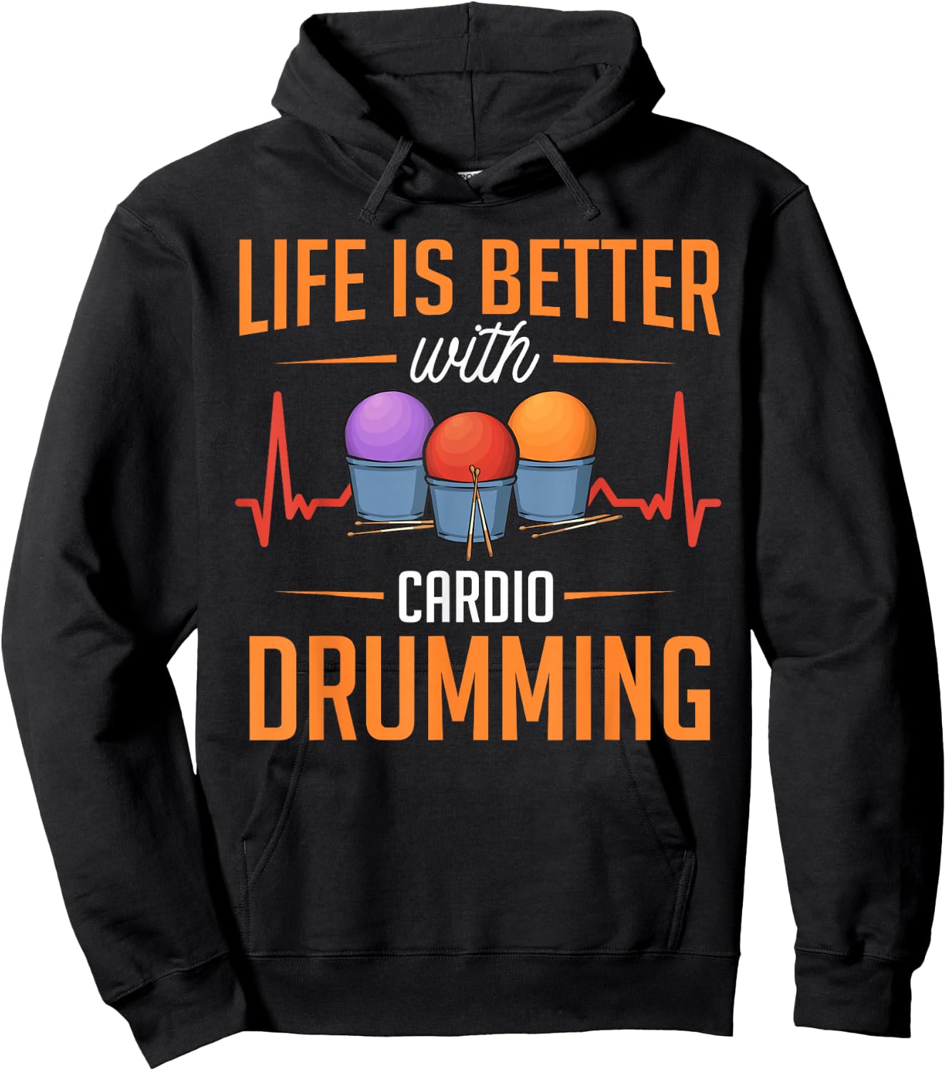 Cardio Drumming Gym Fitness Class Workout Hoodie - Hoodie | Black