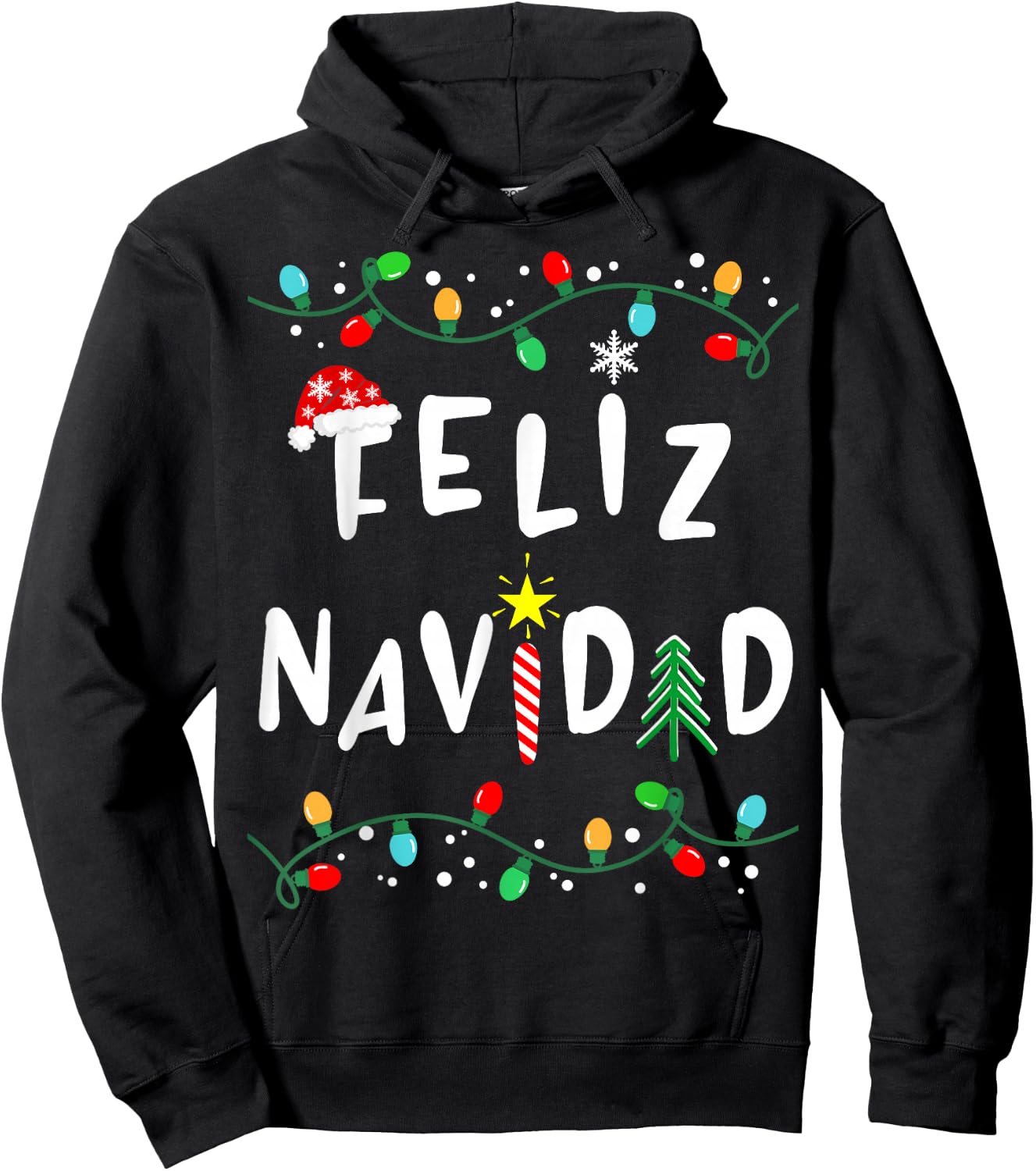 Feliz Navidad Shirt-Funny Mexican Christmas in Spanish Hoodie - Hoodie | Black