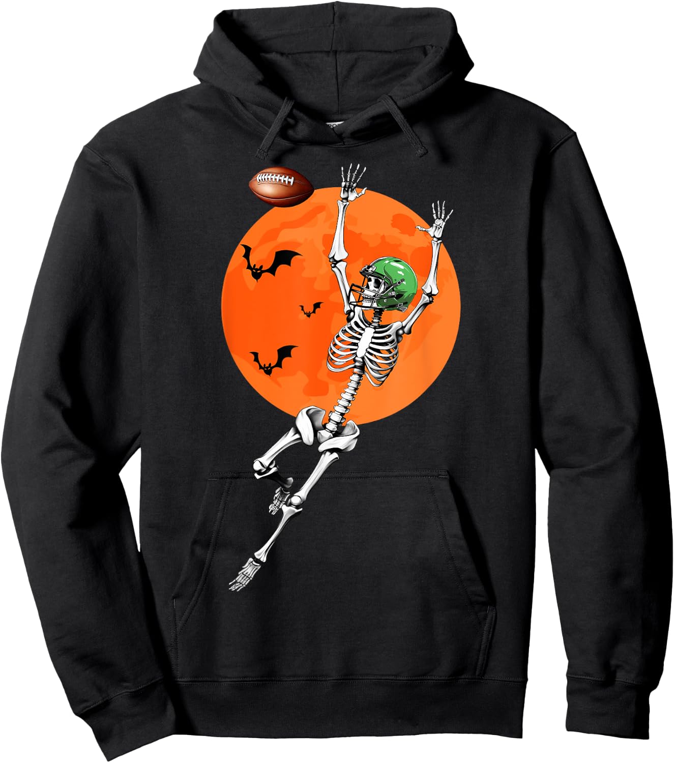 Football Skeleton Halloween Football Player Hoodie - Hoodie | Black