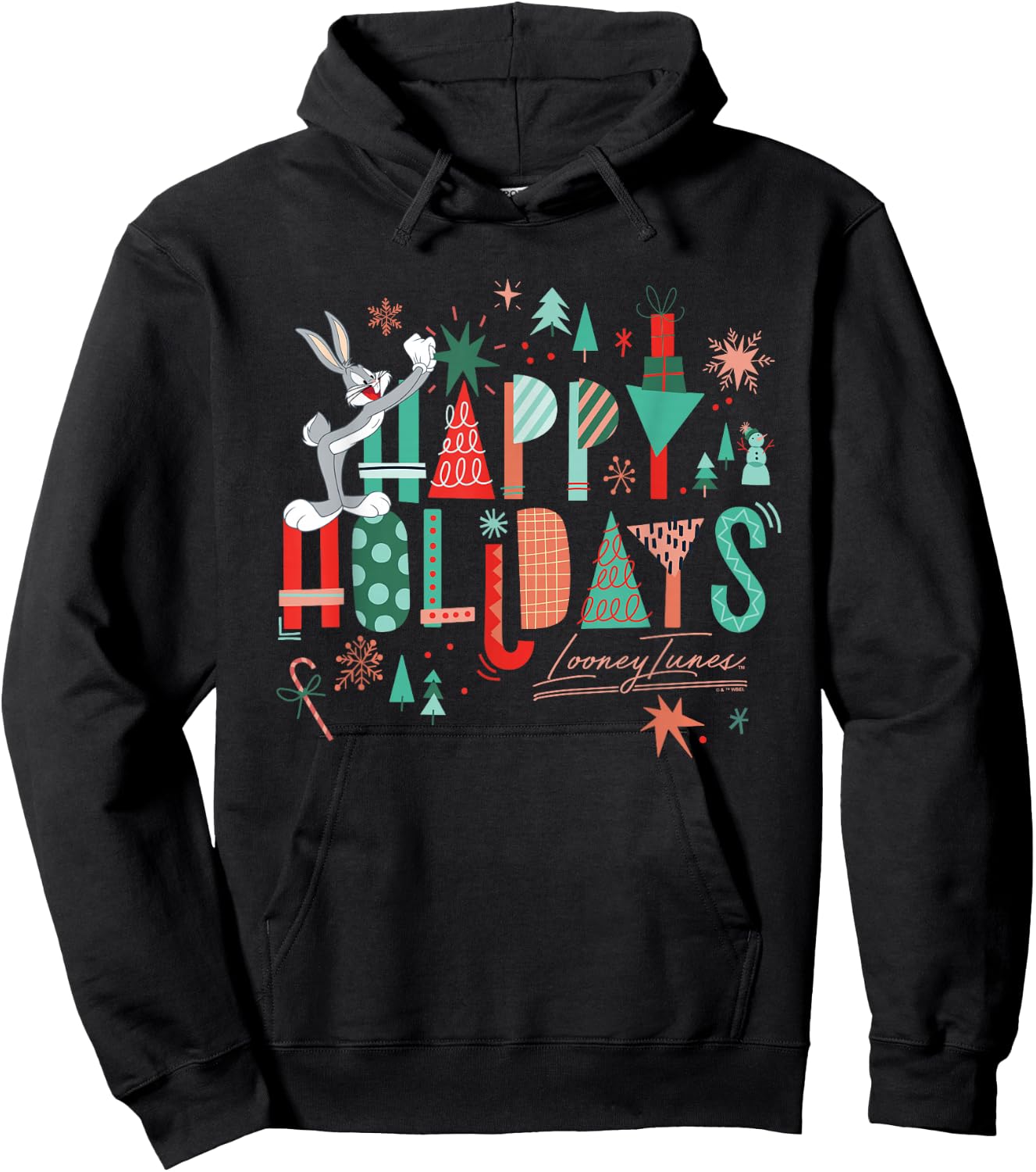 Looney Tunes Christmas Happy Holidays From Bugs Bunny Hoodie - Hoodie | Black