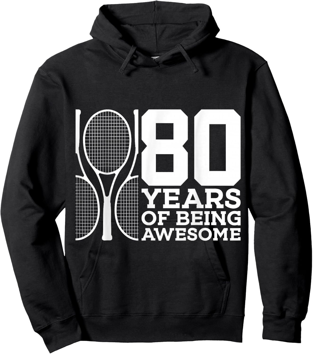 80 Years of Being Awesome Tennis 80th Birthday Hoodie - Hoodie | Black