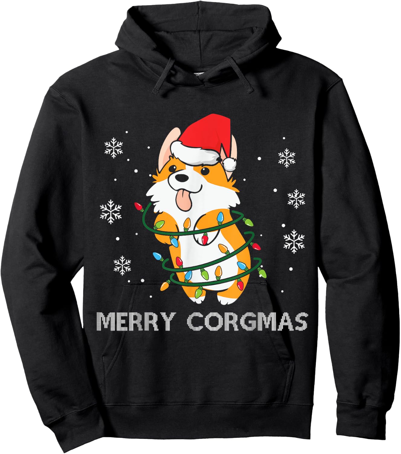 Merry Corgmas Xmas Pajamas Corgi Christmas Nerdy Dog Gifts Men Women Hoodie - Hoodie | Black