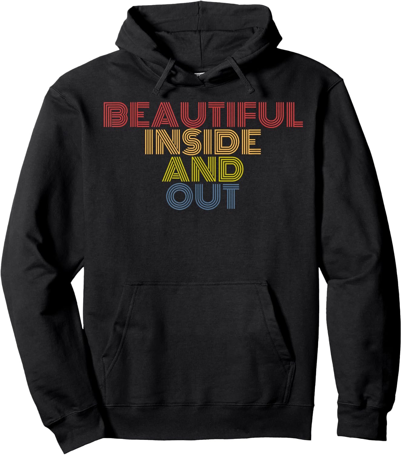 Beautiful Inside And Out retro rainbow positive quote Hoodie - Hoodie | Black