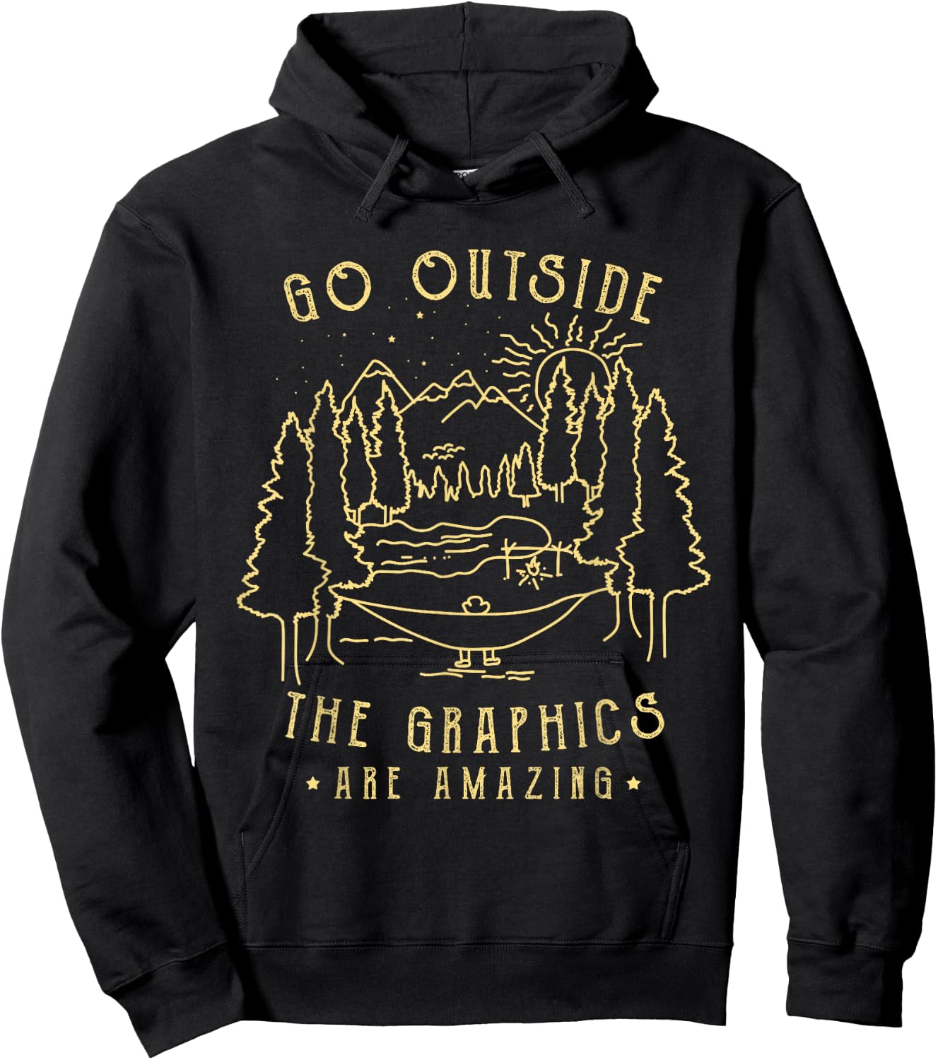 Go Outside The Graphics Are Amazing Vintage Outdoor Camping Hoodie - Hoodie | Black