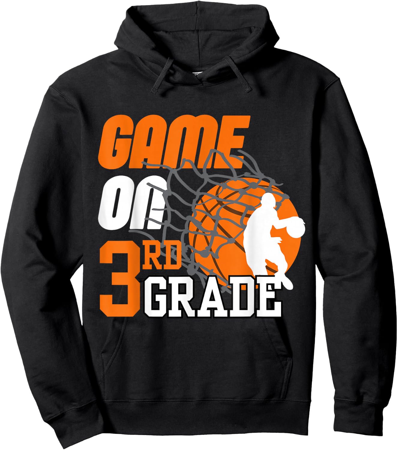 Boys Game On 3rd Grade Basketball Back To School Teacher Kid Hoodie - Hoodie | Black
