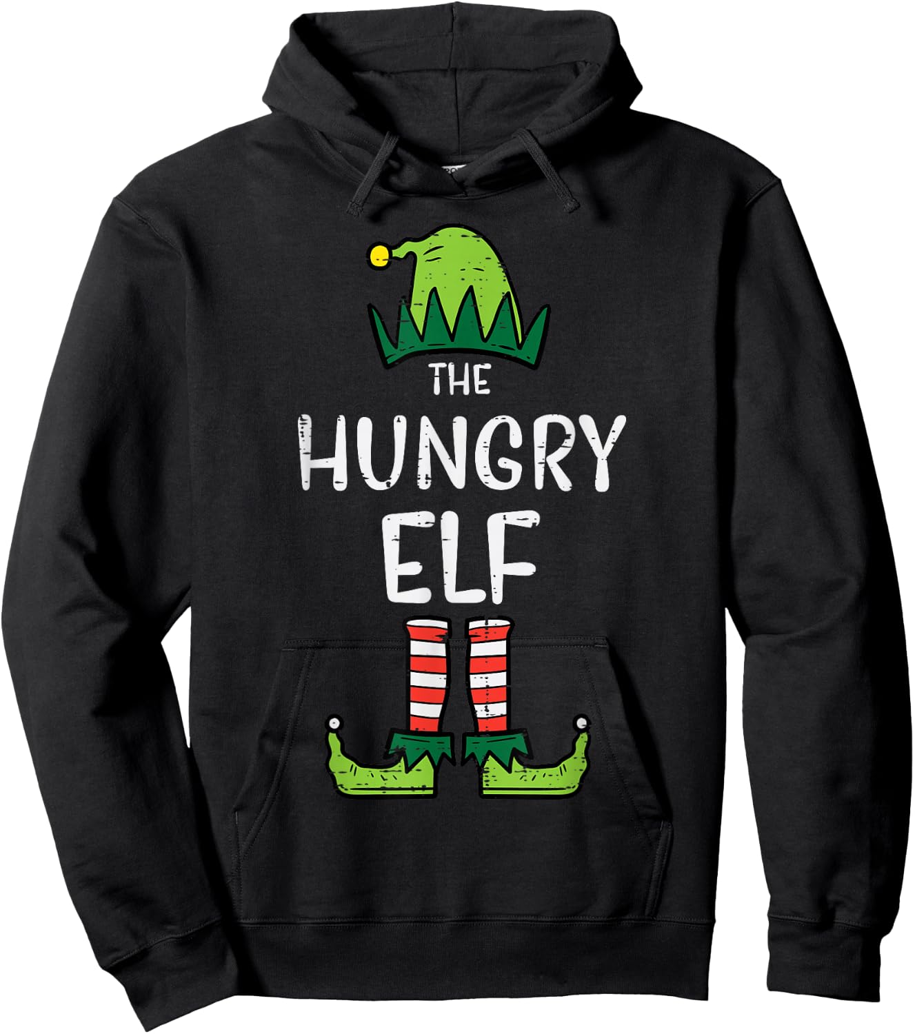 Hungry Elf Xmas Christmas For Family Dad Kids Men Women Boys Hoodie - Hoodie | Black