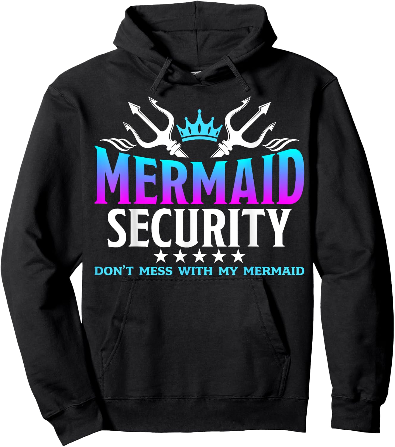 Mermaid Security Family Birthday Halloween Costume Boys Men Hoodie - Hoodie | Black