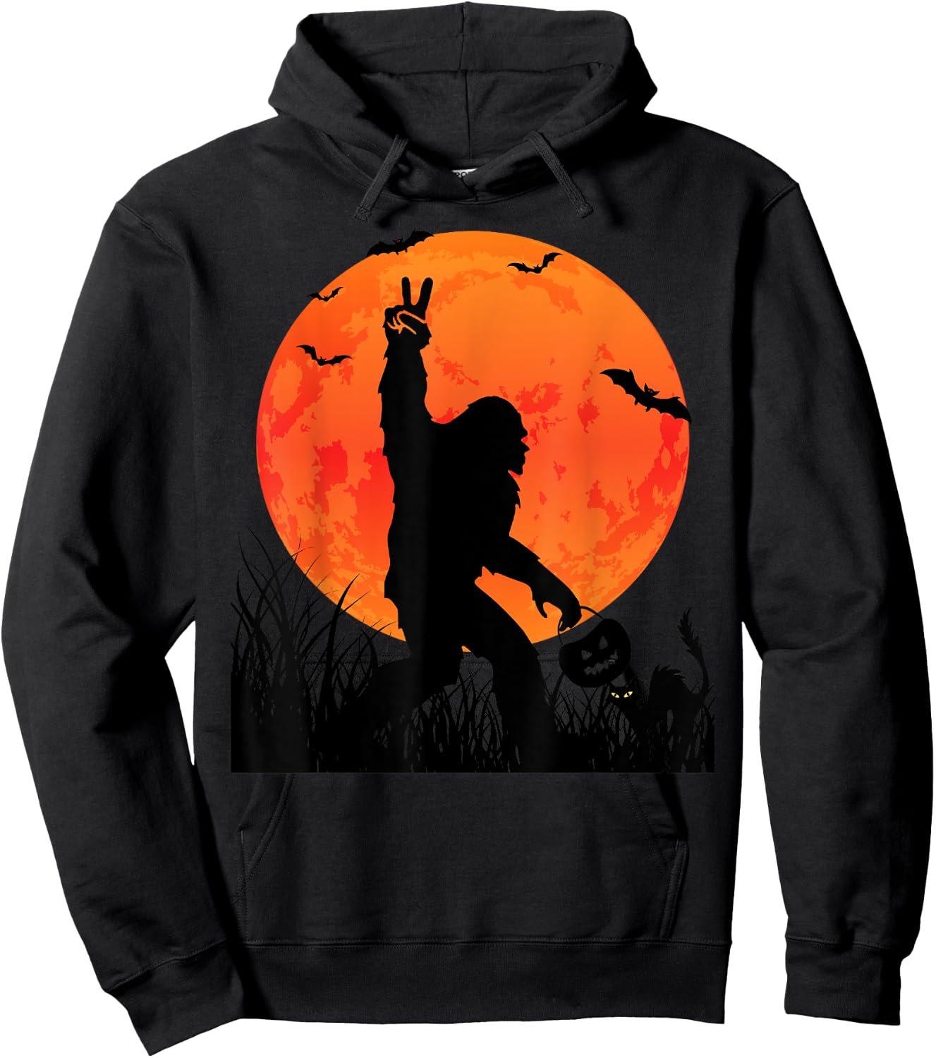 Funny Halloween Rocking Sasquatch Bigfoot Halloween Hoodie - Hoodie | Black