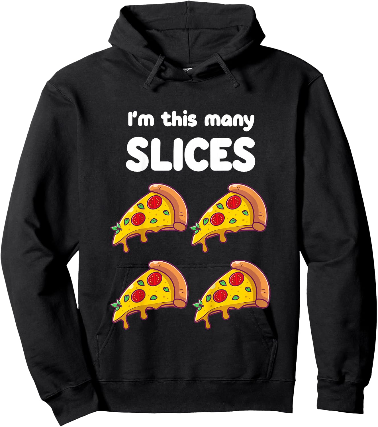 Cute Pizza 4th Birthday I'm This Many Slices 4-Year-Old Hoodie - Hoodie | Black