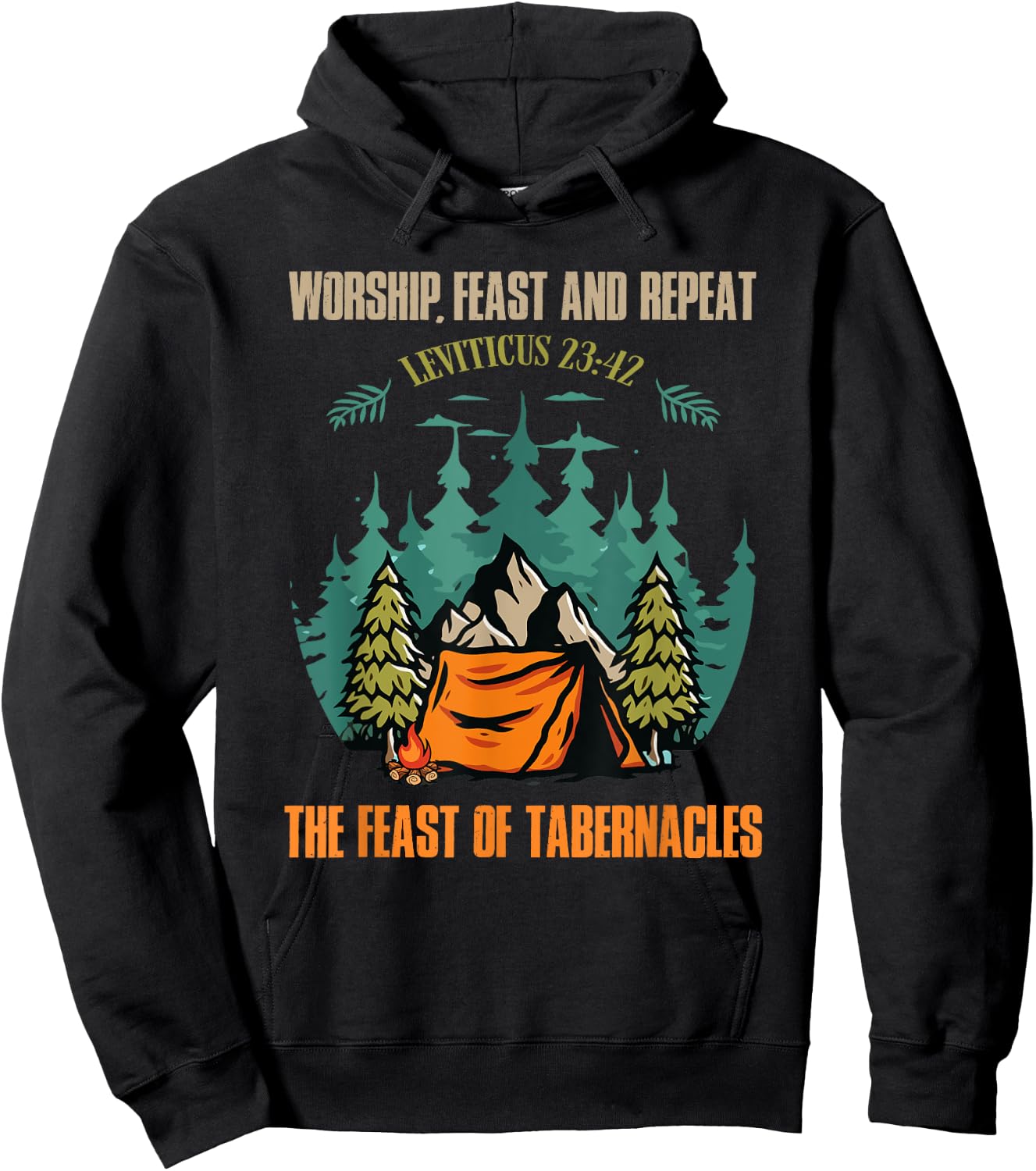Worship Feast Repeat Feast of Tabernacles Hebrew Israelite Hoodie - Hoodie | Black