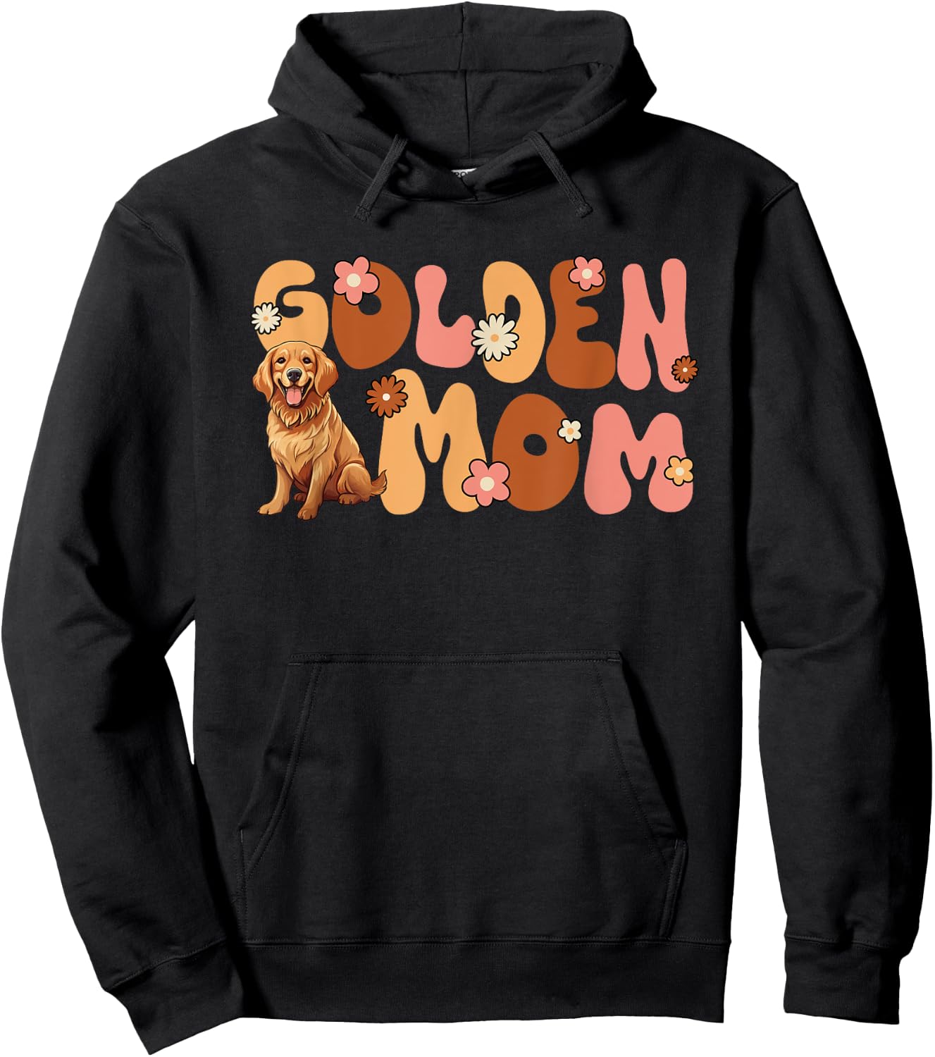 Golden Retriver Groovy World's Best Golden Mom Hoodie - Hoodie | Black