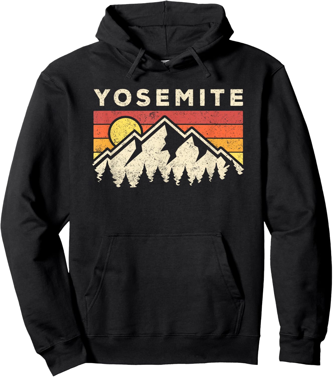 Retro Yosemite California Hiking National Park Hoodie - Hoodie | Black