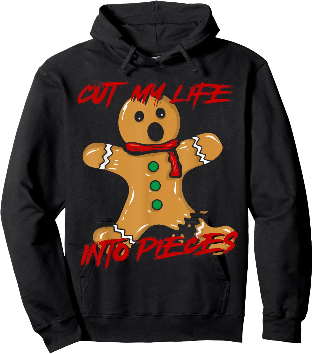 Funny Black Hair Punk Alternative Emo Music Lover Cut My Lift Into Pieces Emo Heritage Gingerbread Man Lover -Adults Hoodie - Hoodie | Black