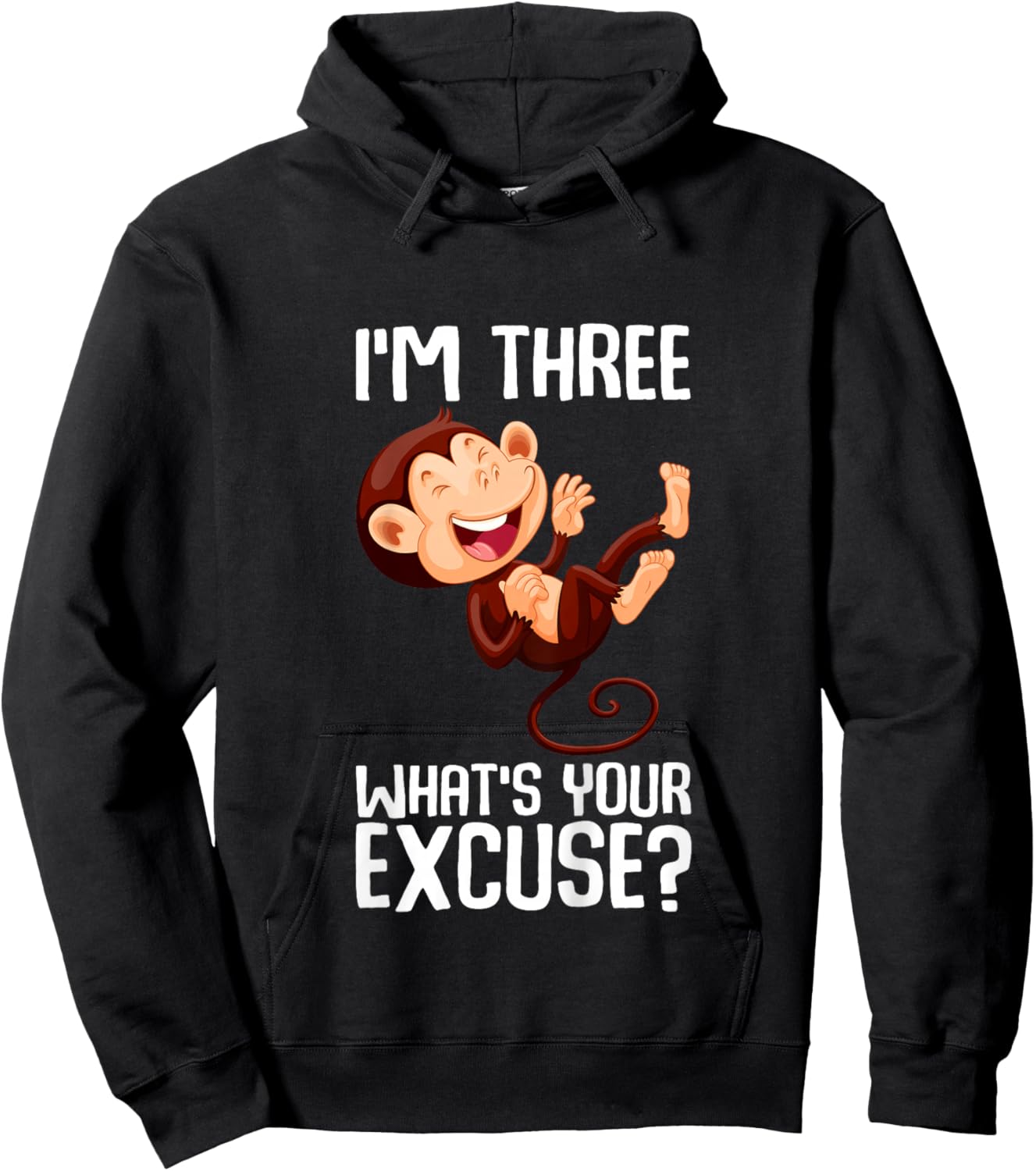 Ich bin 3, was ist deine Ausrede? Cute Monkey Children's Design Hoodie - Hoodie | Black