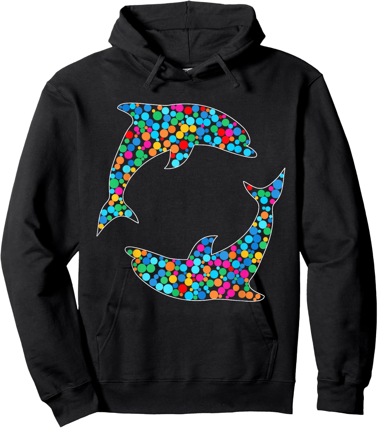 Funny Colorful Polka Dot Dolphin International Dot Day Hoodie - Hoodie | Black