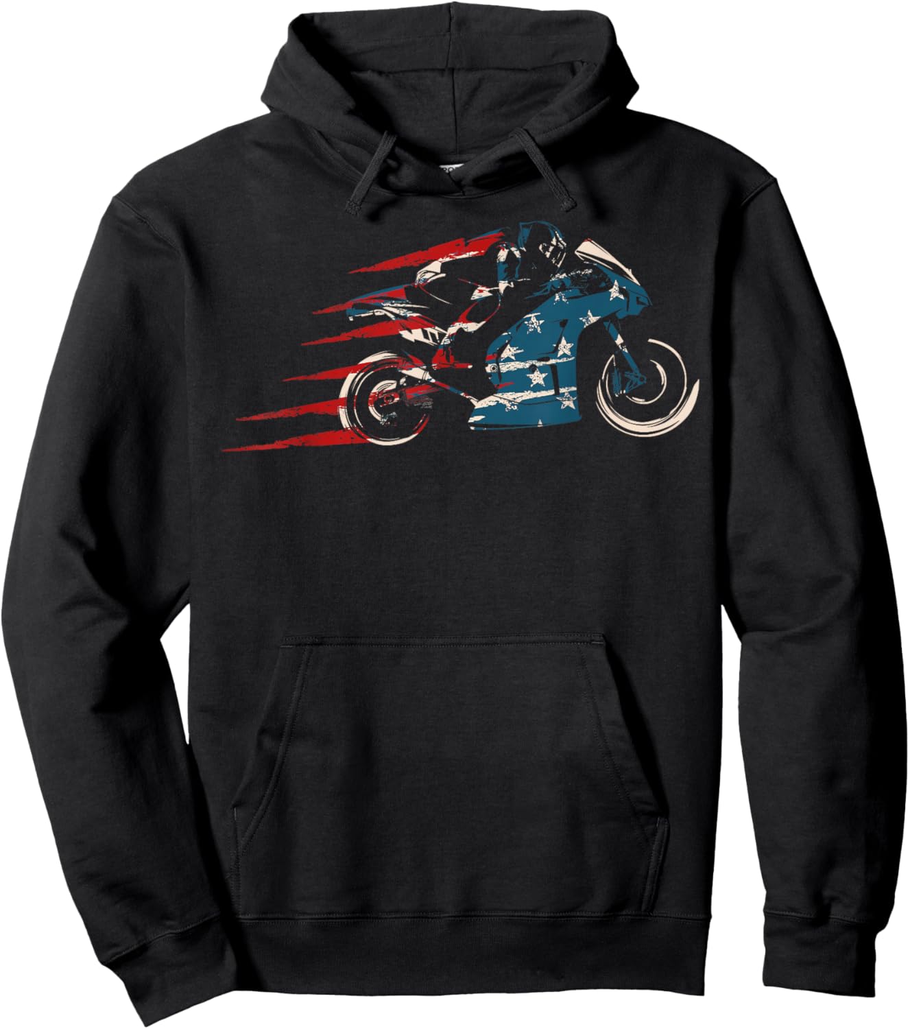American Flag Super Bike Moto GP 4th of July Dirt Bikers Hoodie - Hoodie | Black