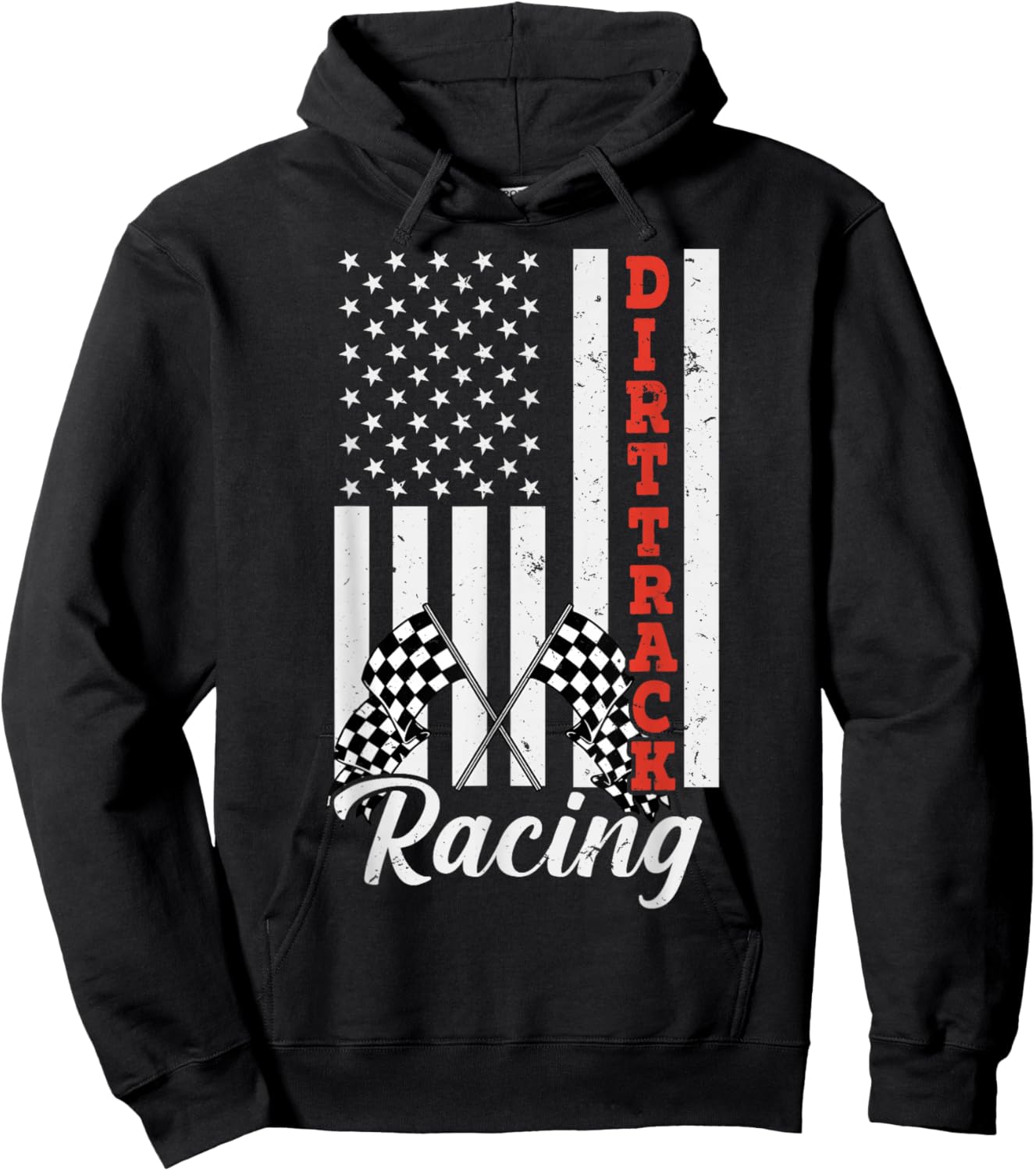 American Flag Dirt Track Racing Car Bike Driver Racer Women Kids Men Hoodie - Hoodie | Black