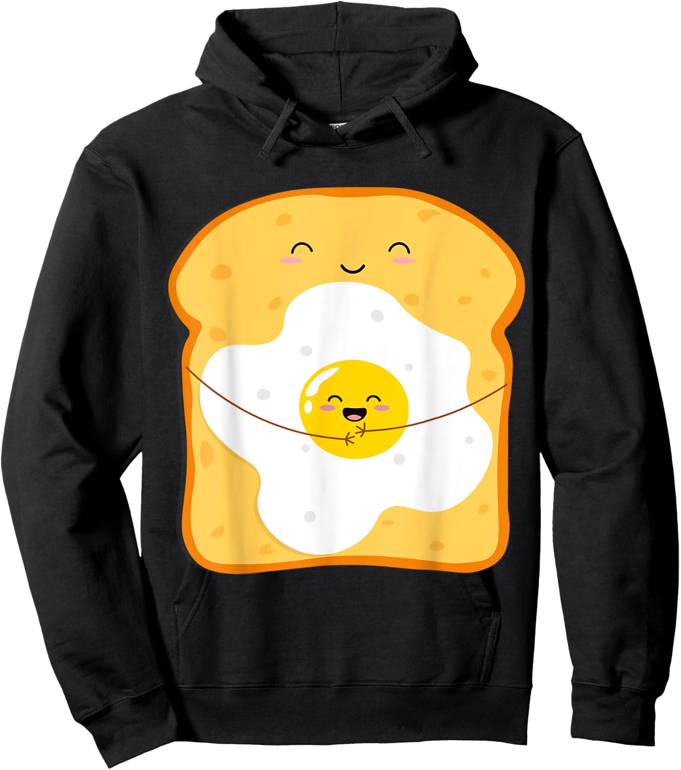 Funny Japanese Kawaii Egg Bread Cute Kawaii Breakfast Anime Hoodie - Hoodie | Black