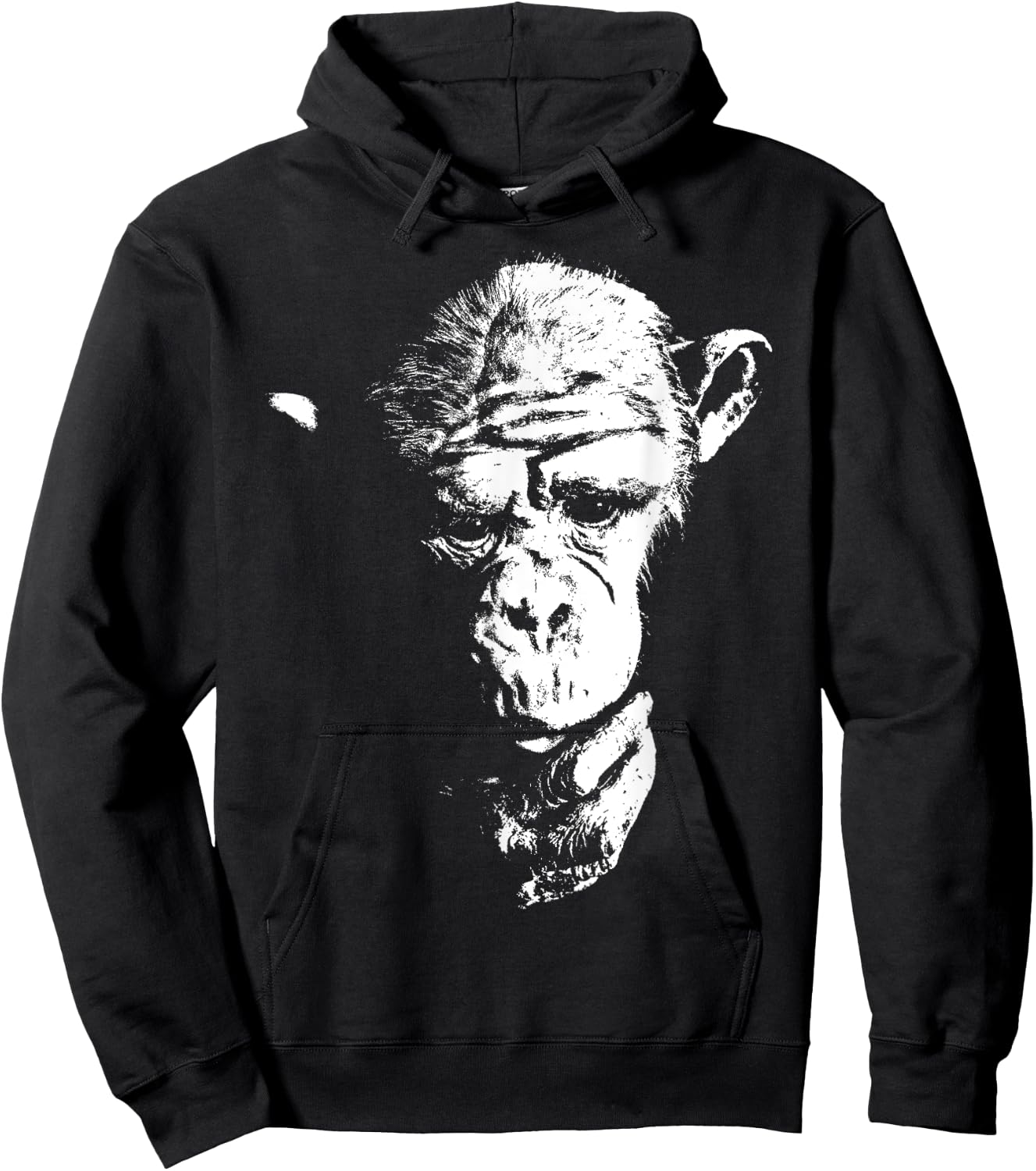 Cool Thinking Monkey, Chimpanzee Face, Ape, Chimp, Primate Hoodie - Hoodie | Black
