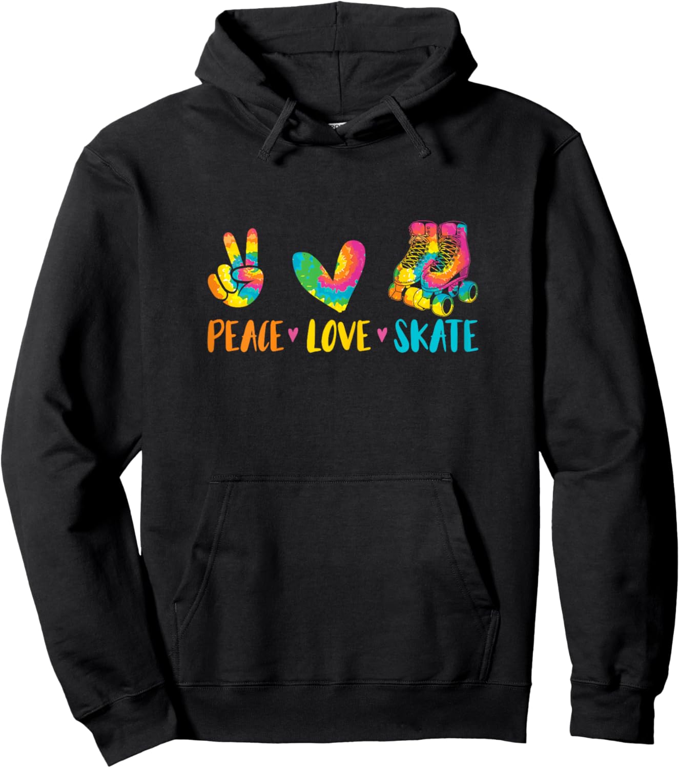 Roller Skating Peace Love Roller Skate Hoodie - Hoodie | Black
