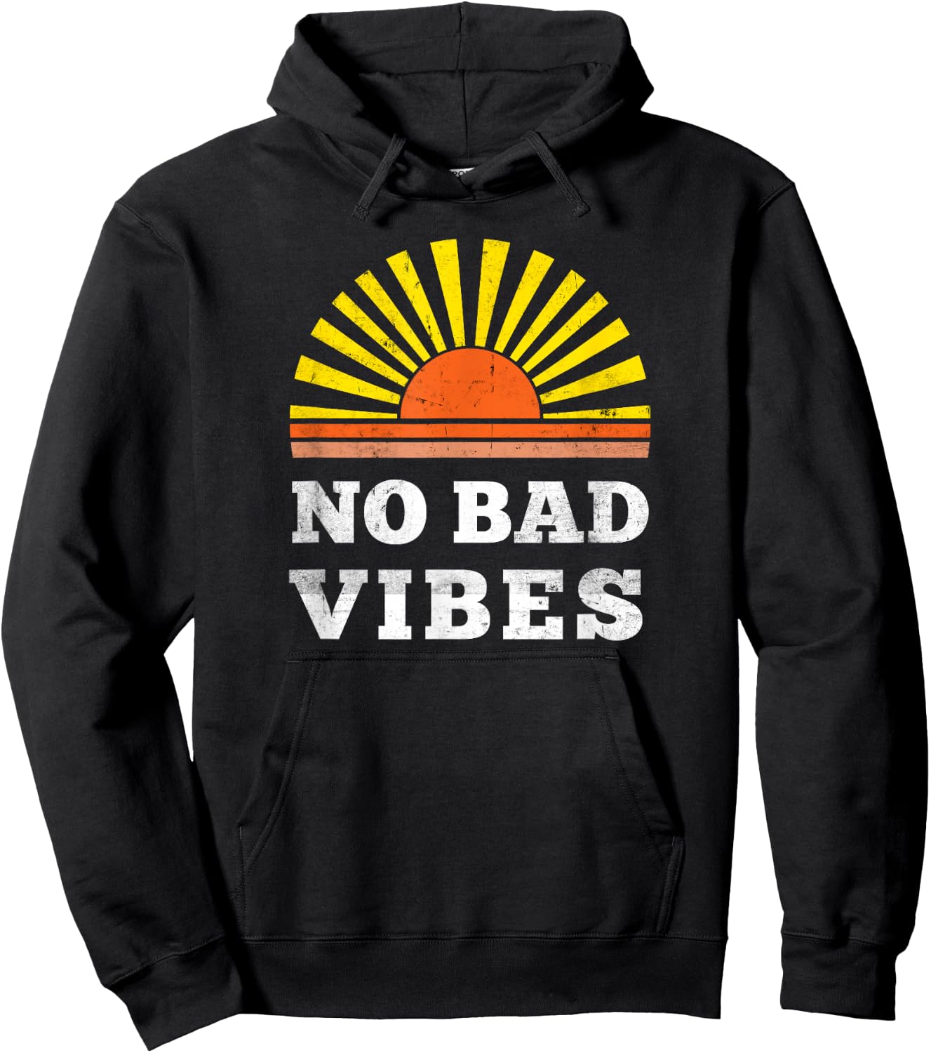 No Bad Vibes Retro Summer Sunset Think Positive Wellbeing Men Women Kids Hoodie - Hoodie | Black