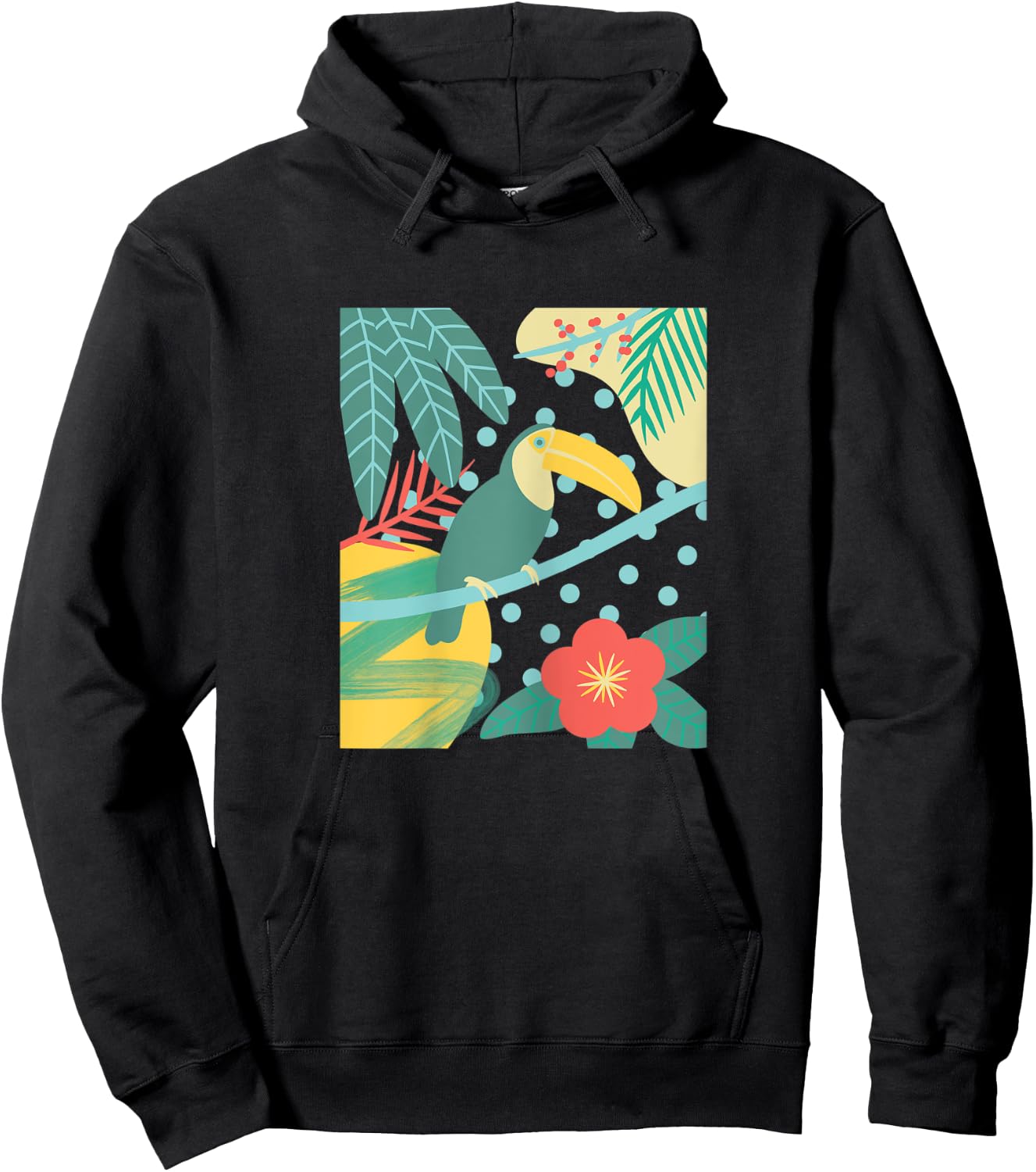 Toucan Bird Tropical Cute Palm Leaf Flower Beach Summer Kids Hoodie - Hoodie | Black