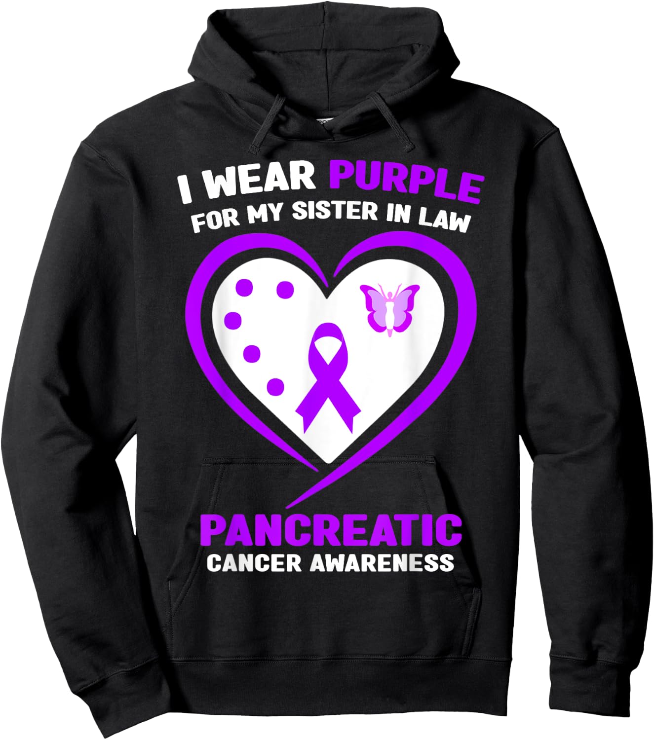 I Wear Purple For My Sister in Law Pancreatic Cancer Hoodie - Hoodie | Black