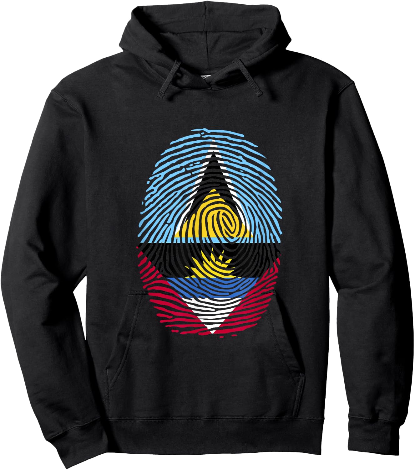 St Lucia and Antigua Fingerprint Saint Lucian Antiguan Roots Hoodie - Hoodie | Black