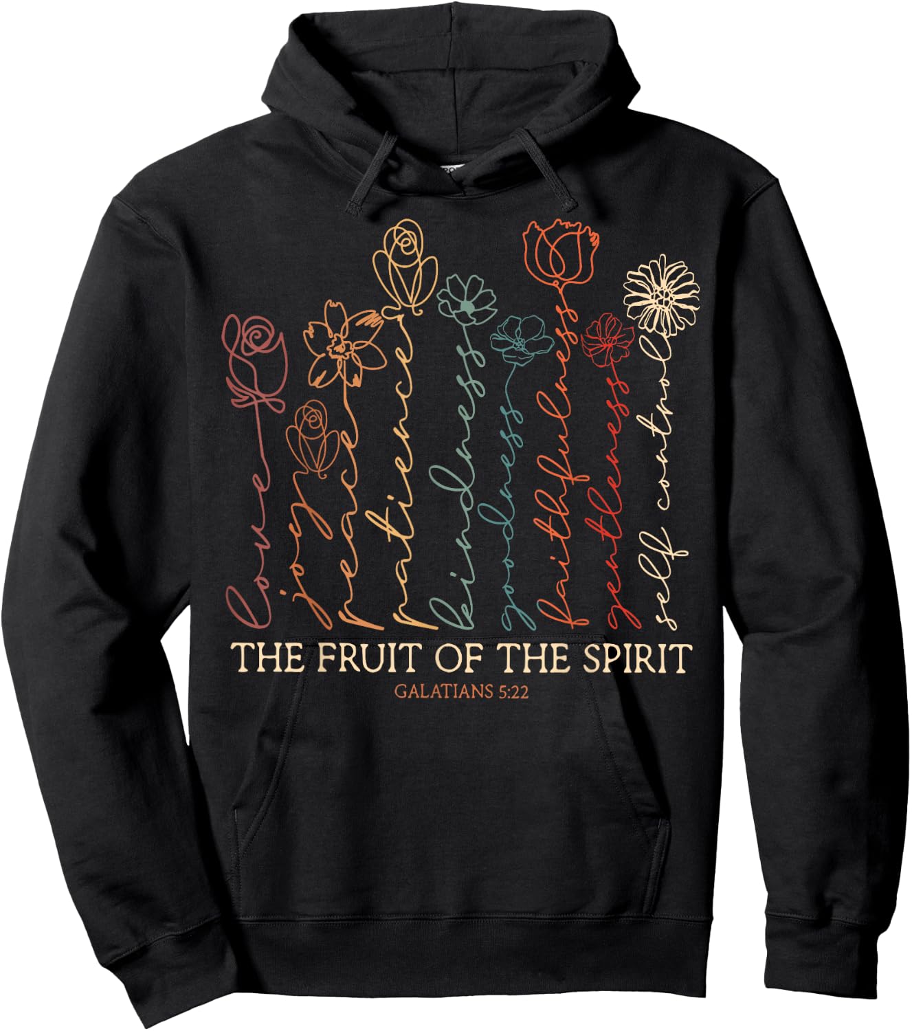 Fruits Of The Spirit Galatians 5-22 Christian Flower Hoodie - Hoodie | Black