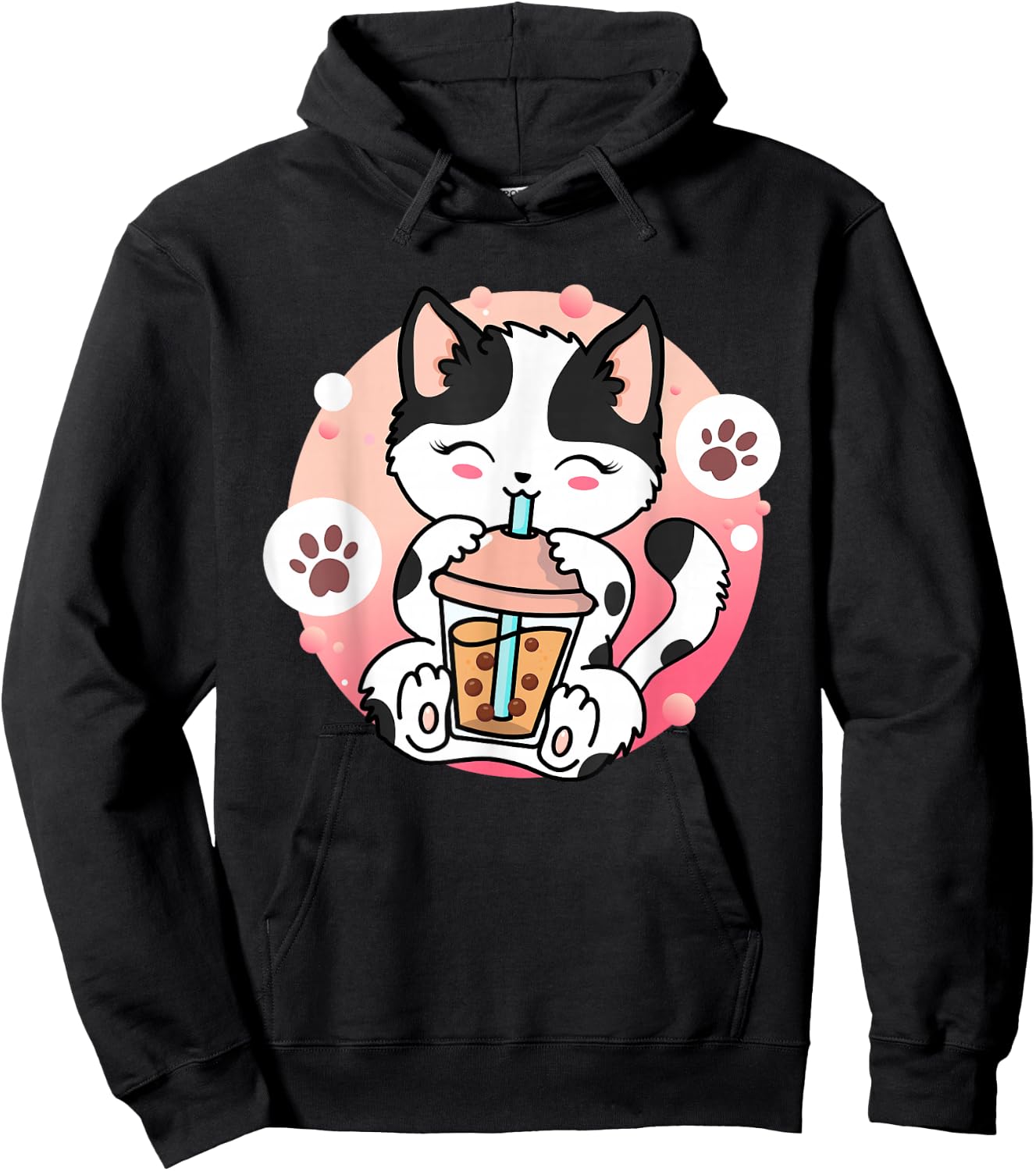 Cat Boba Tea Anime Kawaii Neko Bubble Tea Teen Girl Boba Cat Hoodie - Hoodie | Black