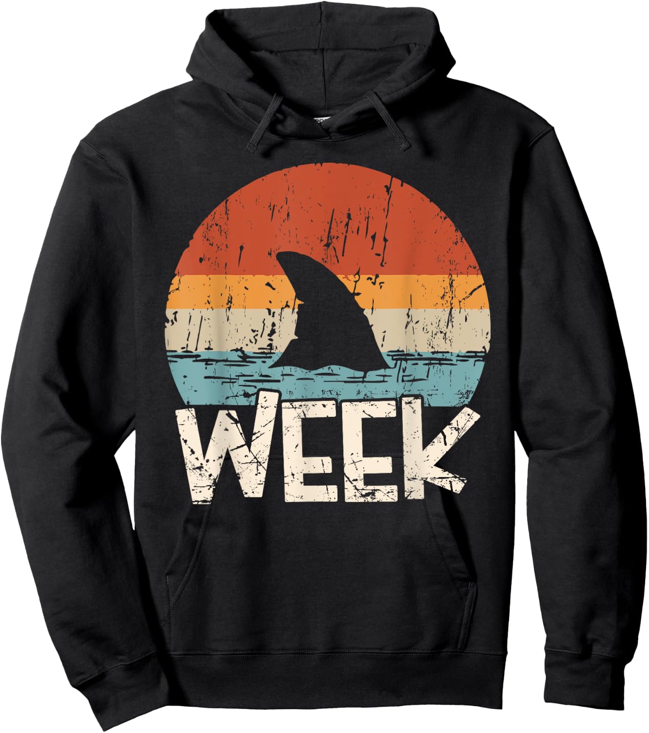 Week Marine Biologist Retro Shark Fin Lover Ocean Wildlife Hoodie - Hoodie | Black