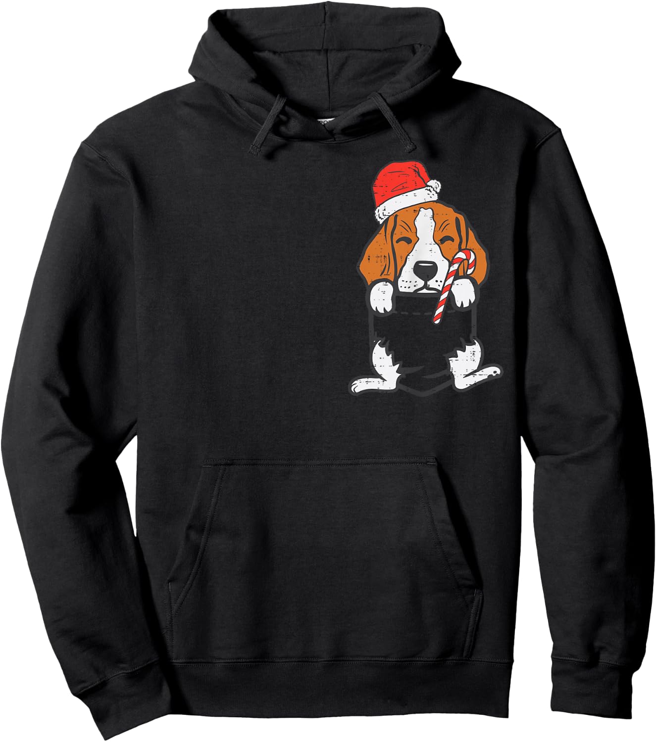 Pocket Beagle Santa Dog Christmas Xmas Men Women Hoodie - Hoodie | Black