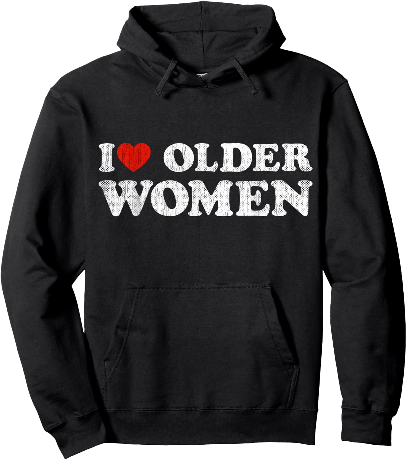 I Love Older Women Red Heart Older Women Sarcasm Hoodie - Hoodie | Black