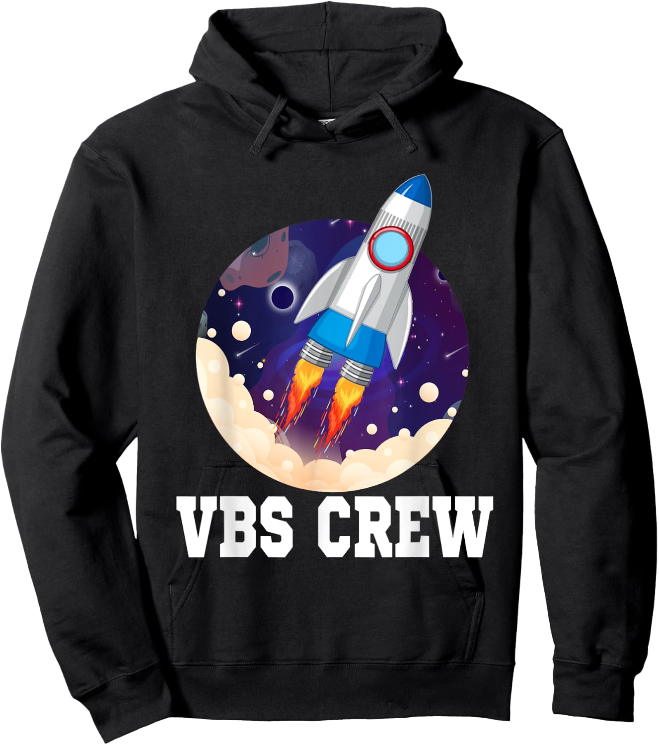 I Love VBS 2025 Space Crew Vacation Bible School Rocket Hoodie - Hoodie | Black