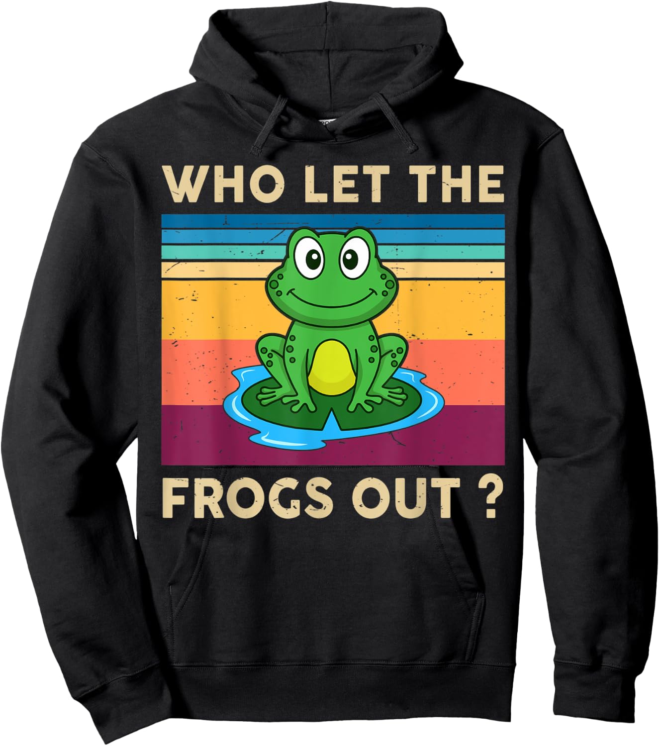 Cute Frog Who Let The Frogs Out Kids Boy Toddler Herpetology Hoodie - Hoodie | Black