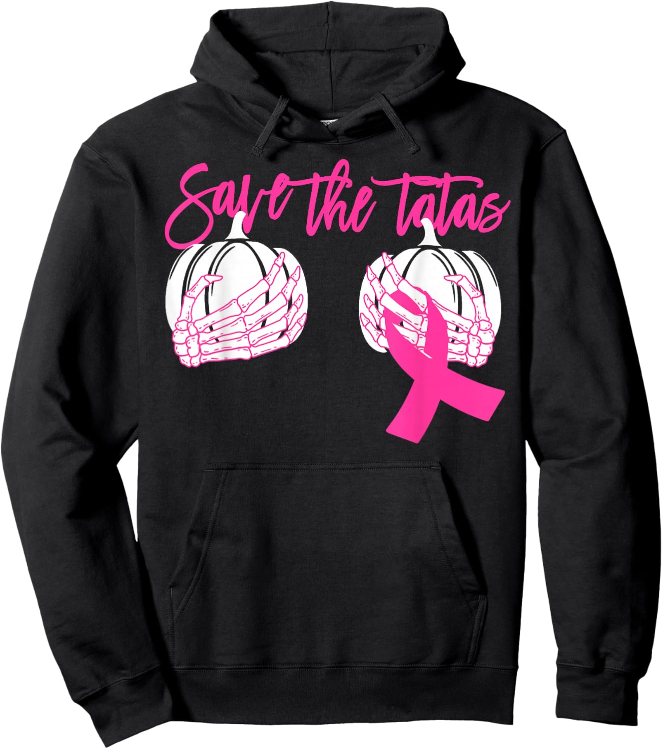 Save The Tatas Pumpkin Women Breast Cancer Awareness Hoodie - Hoodie | Black