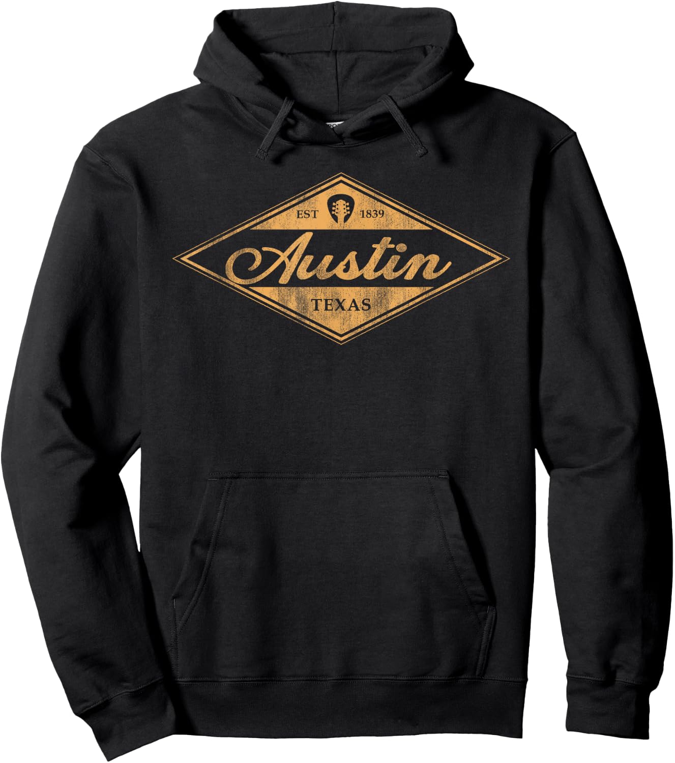 Retro Austin Texas Vintage Guitar Graphic Music Souvenir Hoodie - Hoodie | Black