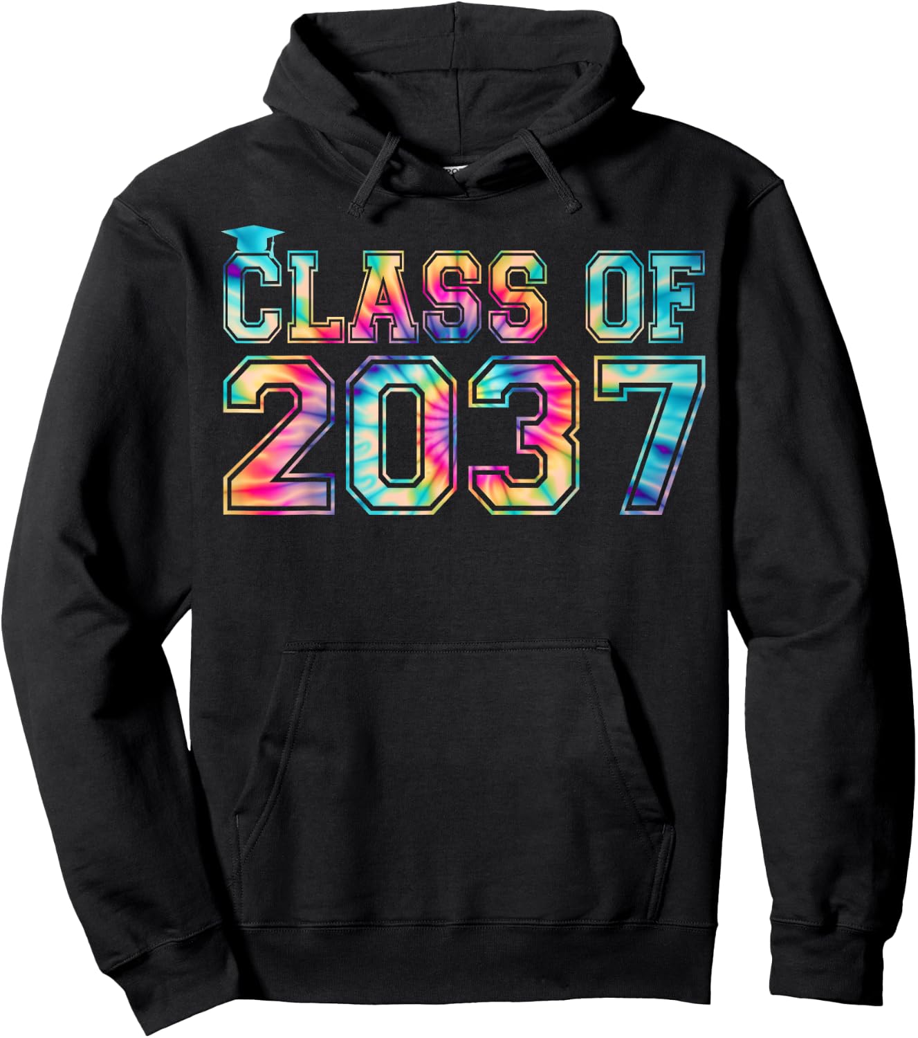 Class Of 2037 Pre-K Graduate Preschool Tie Dye Graduation Hoodie - Hoodie | Black