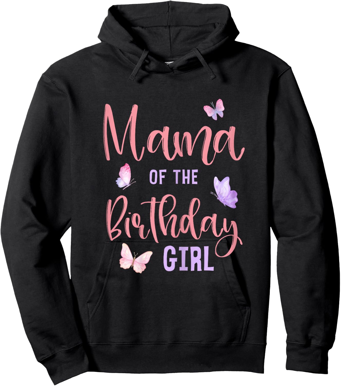 Mama of The Birthday Girl Butterfly Party Matching Family Hoodie - Hoodie | Black