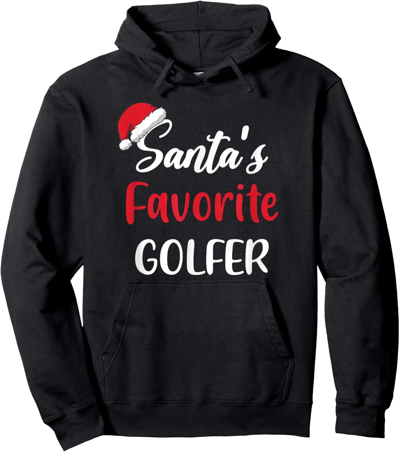 Santas Favorite Golfer Pajama Christmas Golf Funny Hoodie - Hoodie | Black