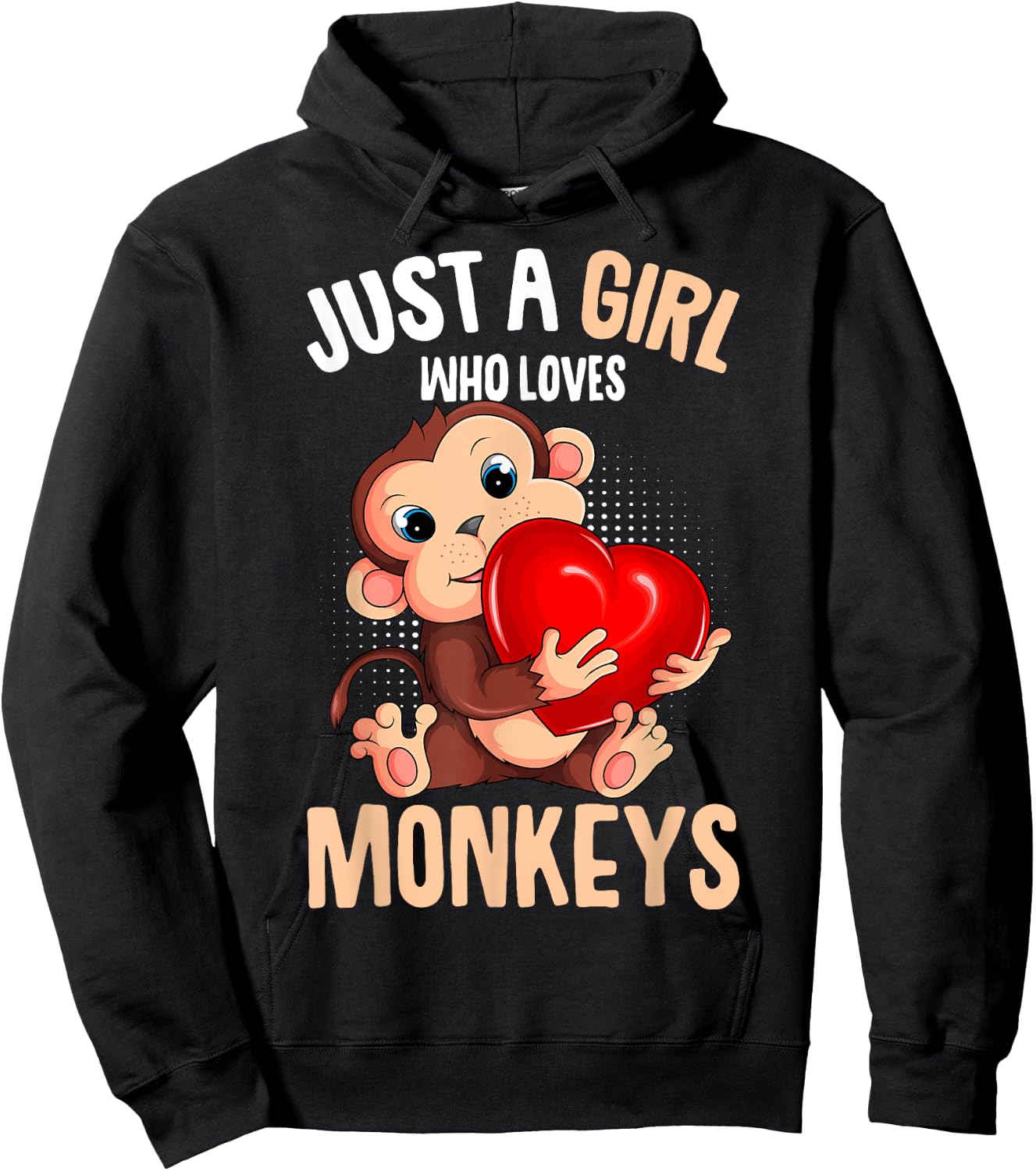 Just A Girl Who Loves Monkeys Girls Kids Monkey Hoodie - Hoodie | Black