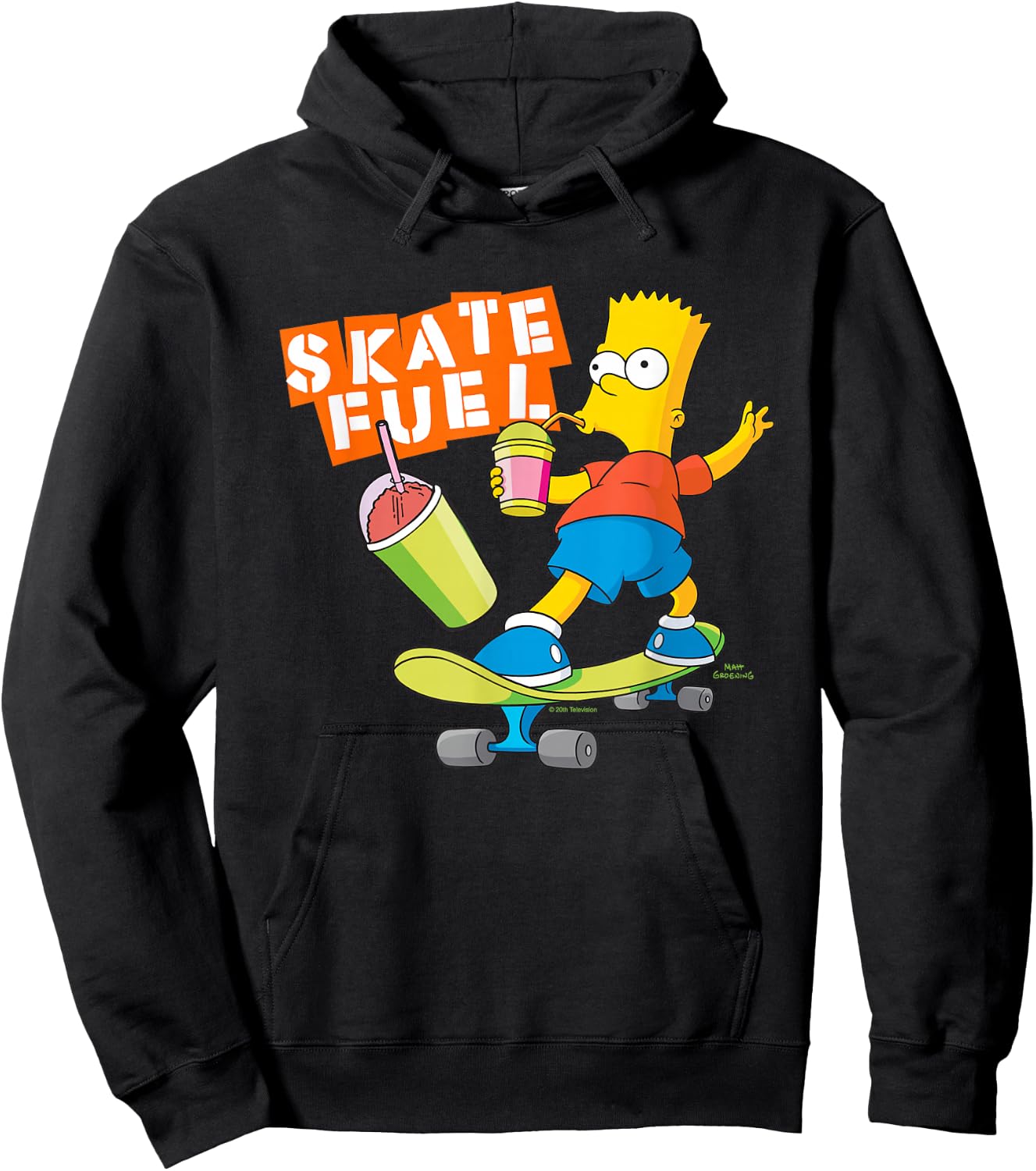 The Simpsons Bart Simpson Skate Fuel Skateboard Squishee Hoodie - Hoodie | Black