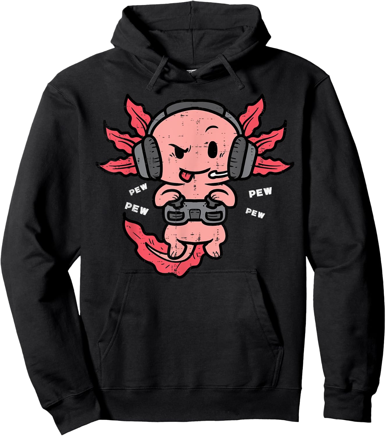 Gamer Axolotl Funny Video Gaming Men Boys Kids Youth Teens Hoodie - Hoodie | Black