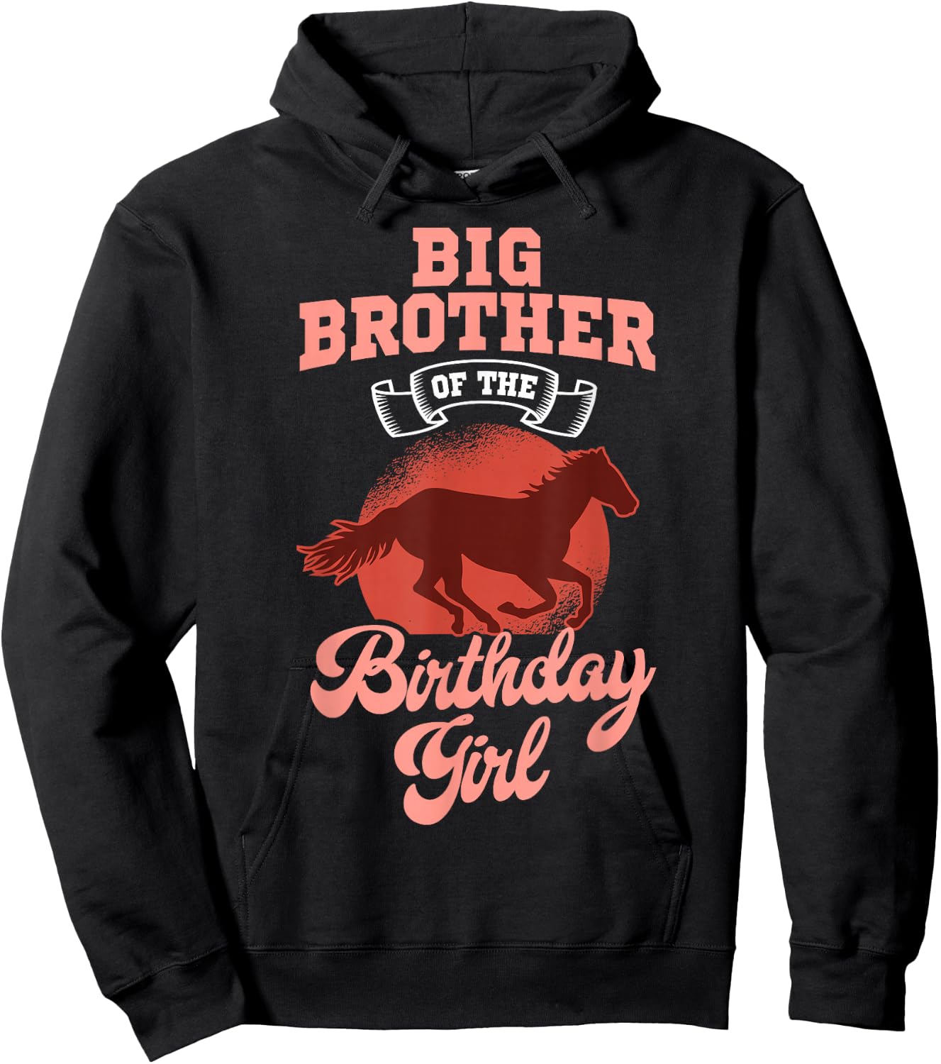 Big Brother Of The Birthday Girl Horse Family Bday Hoodie - Hoodie | Black